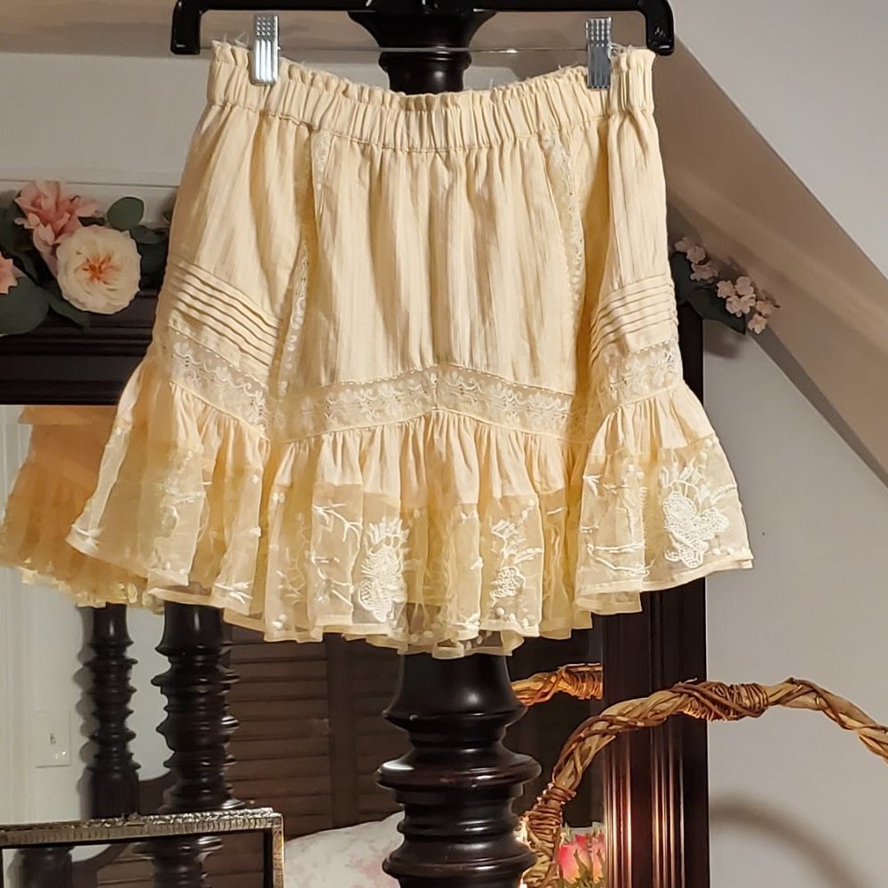 NWT LoveShackFancy Eilish Mini Skirt in Nougat Small